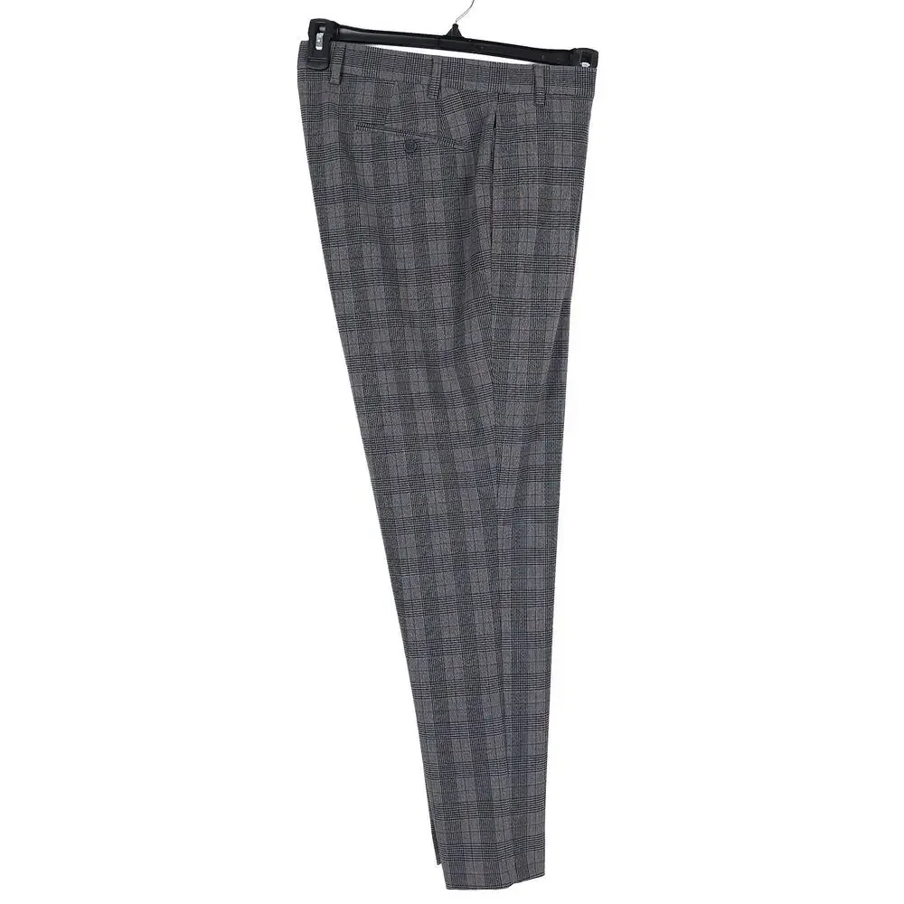 Calvin Klein Mens Slim Fit Dress Pants 38x30 Grey Black Plaid Stretch NWT